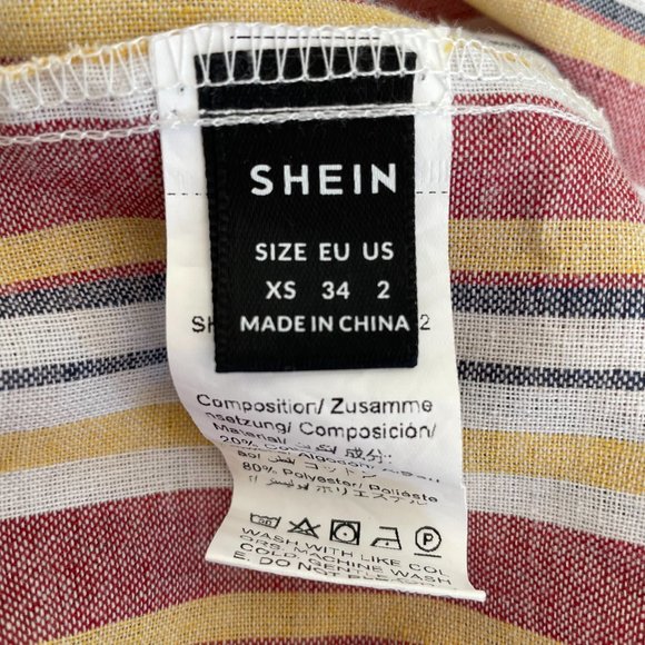 SHEIN VCAY Cutout Detail Striped Ruffle Hem Halter Dress Multicolor Size XS - Picture 7 of 12